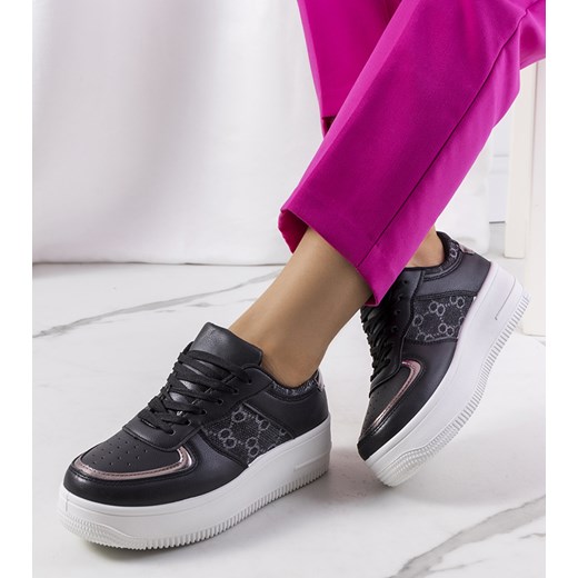Czarne sneakersy damskie Luzia ze sklepu gemre w kategorii Buty sportowe damskie - zdjęcie 157580201