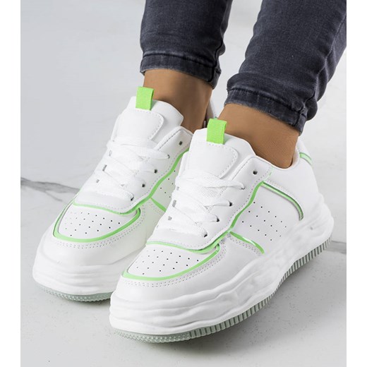 Białe sneakersy z zielonymi wstawkami Nettie ze sklepu gemre w kategorii Buty sportowe damskie - zdjęcie 157580553
