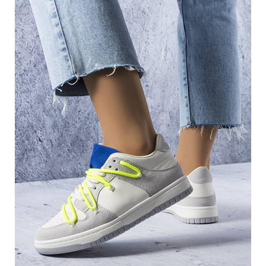 Szare sneakersy z neonowymi sznurówkami Aucoin ze sklepu gemre w kategorii Buty sportowe damskie - zdjęcie 157580564