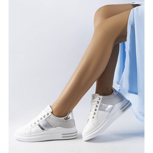 Białe sneakersy z szarymi wstawkami Deans ze sklepu gemre w kategorii Trampki damskie - zdjęcie 157581272
