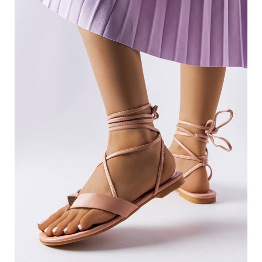 Różowe wiązane sandałki Marleau ze sklepu gemre w kategorii Sandały damskie - zdjęcie 157581841