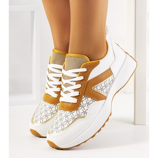 Białe sneakersy damskie Isham ze sklepu gemre w kategorii Buty sportowe damskie - zdjęcie 157583180