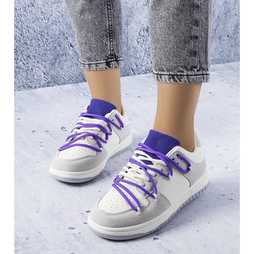 Szare sneakersy fioletowe sznurówki Aucoin ze sklepu gemre w kategorii Buty sportowe damskie - zdjęcie 157583921