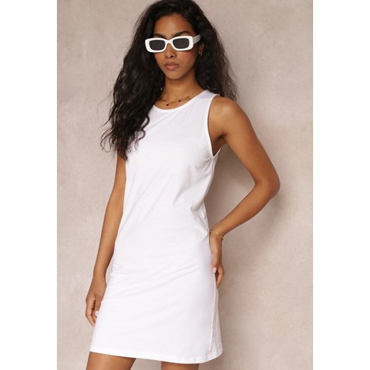 Biała Bawełniana Sukienka Mini o Dopasowanym Fasonie Leamisia ze sklepu Renee odzież w kategorii Sukienki - zdjęcie 157585120