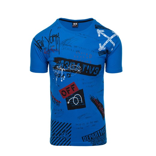 T-shirt męski z nadrukiem 1783S - niebieski Edoti.com XXL Edoti