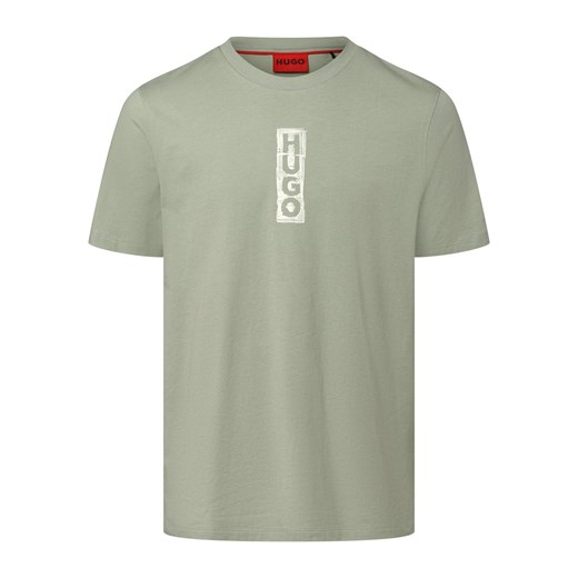 HUGO T-shirt męski Mężczyźni Bawełna seledynowy nadruk XXL vangraaf