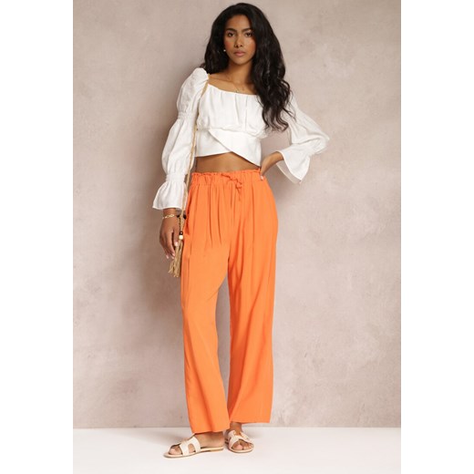 Pomarańczowe Spodnie Karrill ze sklepu Renee odzież w kategorii Spodnie damskie - zdjęcie 157611850