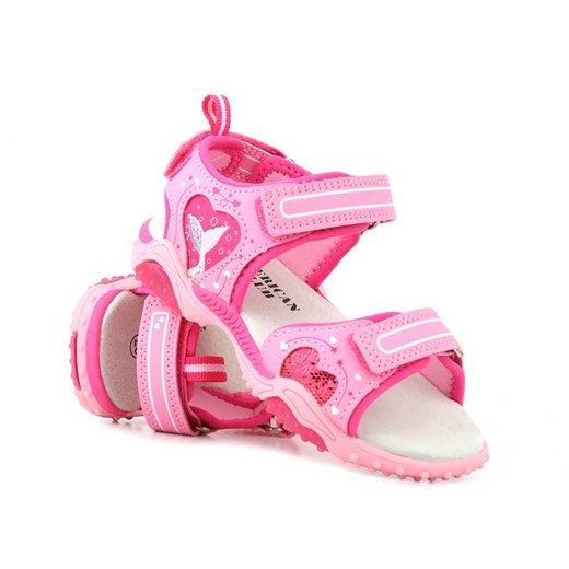 Sandałki dziecięce ze świecącą podeszwą  - AMERICAN CLUB HL79/23, różowe ze sklepu ulubioneobuwie w kategorii Sandały dziecięce - zdjęcie 157615320