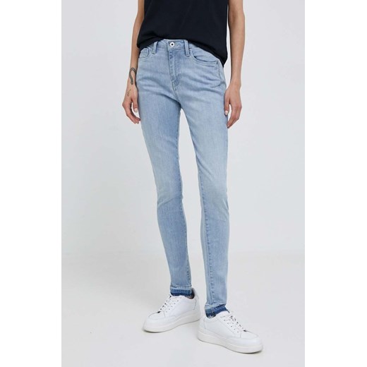 Pepe Jeans jeansy damskie kolor niebieski ze sklepu ANSWEAR.com w kategorii Jeansy damskie - zdjęcie 157616090