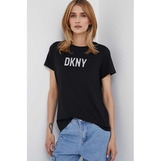 Dkny t-shirt damski kolor czarny P03ZBDNA ze sklepu ANSWEAR.com w kategorii Bluzki damskie - zdjęcie 157616153