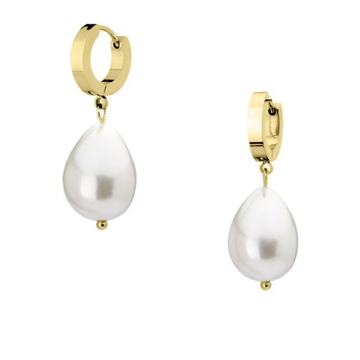 Kolczyki wiszące kółeczka pozłacane z perłami seashell - id: 12172 - marki Manoki - 157617143 Kolczyki wiszące kółeczka pozłacane z perłami seashell ze sklepu manoki.pl w kategorii Kolczyki - zdjęcie 157617143