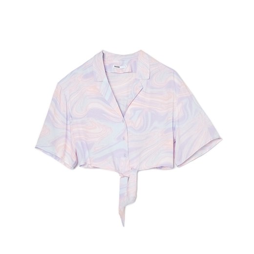 Cropp - Krótka koszula z wiązaniem - błękitny ze sklepu Cropp w kategorii Koszule damskie - zdjęcie 157623410