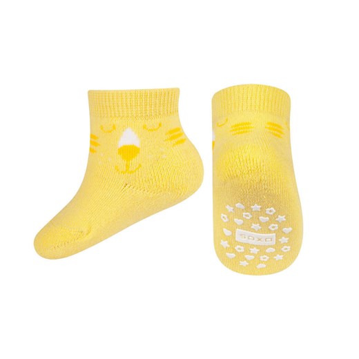 Skarpetki niemowlęce żółte SOXO buźki | miękkie dla malucha ze sklepu Sklep SOXO w kategorii Skarpetki dziecięce - zdjęcie 157633531