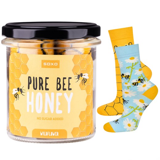 Skarpetki Damskie kolorowe SOXO pure bee honey w słoiku ze sklepu Sklep SOXO w kategorii Skarpetki damskie - zdjęcie 157633844