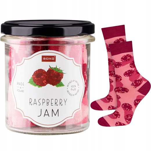 Skarpetki damskie różowe SOXO GOOD STUFF raspberry jam w słoiku ze sklepu Sklep SOXO w kategorii Skarpetki damskie - zdjęcie 157634200