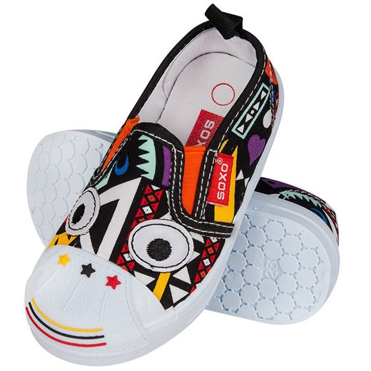 OUTLET Trampki dziecięce kolorowe SOXO ze wzorkami z oczkami | dla malucha na prezent ze sklepu Sklep SOXO w kategorii Kapcie dziecięce - zdjęcie 157634231