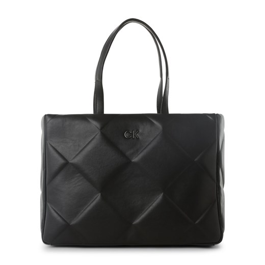 Calvin Klein Damska torba shopper Kobiety Sztuczna skóra czarny wypukły wzór tkaniny ze sklepu vangraaf w kategorii Torby Shopper bag - zdjęcie 157635230