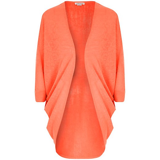 Girls coral draped cardigan river-island pomaranczowy kardigan