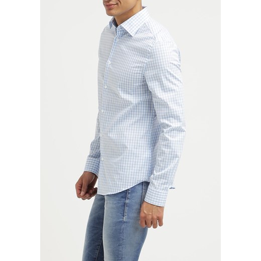 Pier One SLIM FIT Koszula light blue/white zalando bialy bawełna