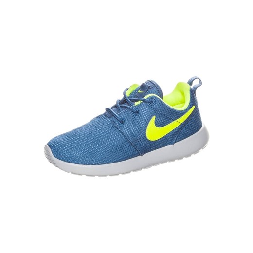 Nike Sportswear ROSHE RUN Tenisówki i Trampki gym blue/volt/wolf grey zalando niebieski materiałowe