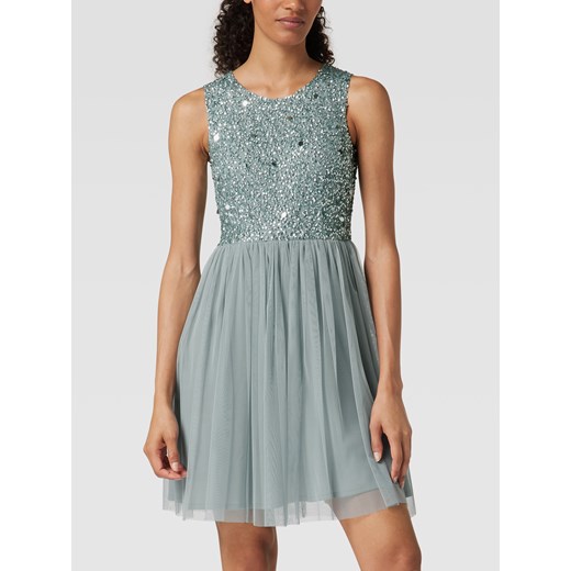 Sukienka Lace & Beads z okrągłym dekoltem na sylwestra z koronką