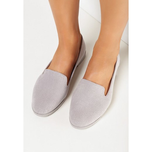 Szare Płaskie Mokasyny z Perforacją Gaidelle 38 wyprzedaż born2be.pl