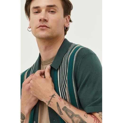 Abercrombie & Fitch polo męski kolor zielony wzorzysty Abercrombie & Fitch XXL ANSWEAR.com