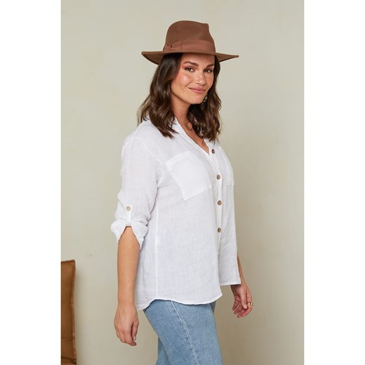 Curvy Lady Lniana bluzka w kolorze białym Curvy Lady 44/46 Limango Polska