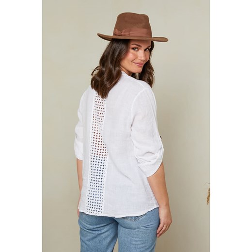 Curvy Lady Lniana bluzka w kolorze białym Curvy Lady 40/42 Limango Polska