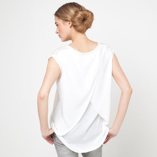 T-shirt z krótkim rękawem, z dwóch rodzajów materiału, len + wiskoza la-redoute-pl bialy długie