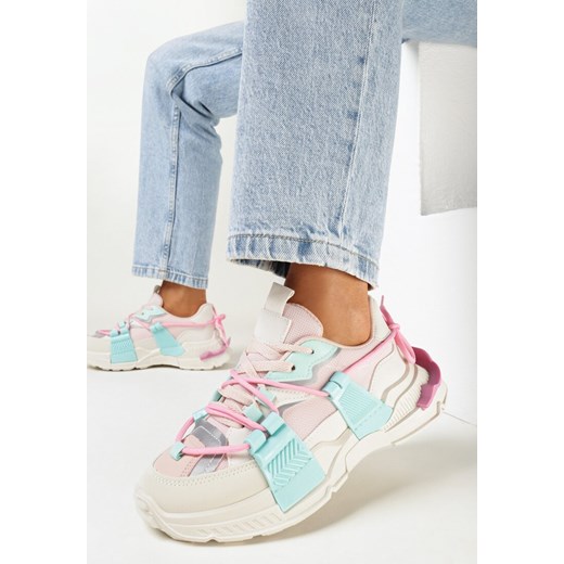 Zielone Sneakersy z Elastycznym Sznurowaniem i Ozdobnymi Taśmami Jarlele ze sklepu born2be.pl w kategorii Buty sportowe damskie - zdjęcie 158456313