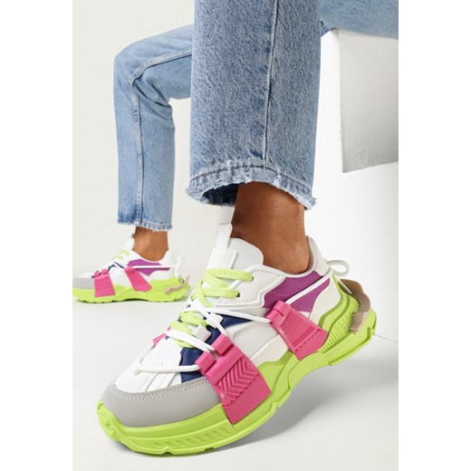 Buty sportowe damskie Born2be sneakersy wiązane na płaskiej podeszwie na wiosnę 