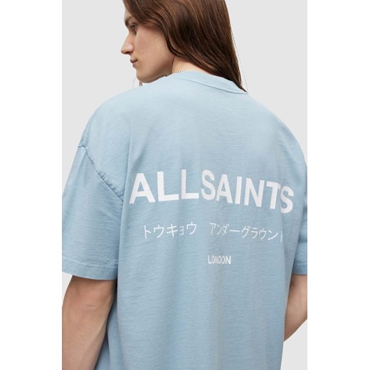 AllSaints t-shirt bawełniany kolor niebieski z nadrukiem XL ANSWEAR.com