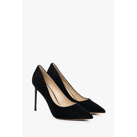 Estro: Szpilki damskie czarne z weluru naturalnego Estro 40 wyprzedaż Estro