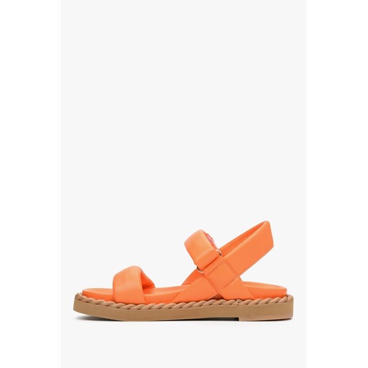 Estro: Pomarańczowe sandały damskie ze skóry naturalnej na lato Estro 39 okazja Estro