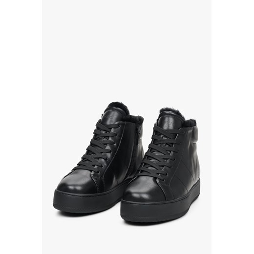 Estro: Czarne wysokie sneakersy damskie na zimę z ociepleniem Estro 40 okazyjna cena Estro