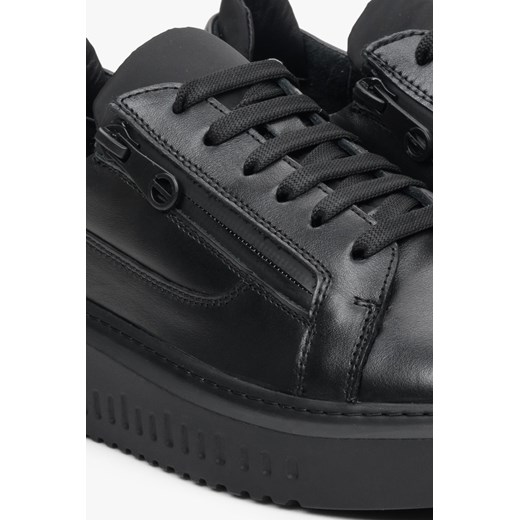 Estro: Sneakersy damskie skórzane z suwakiem w kolorze czarnym Estro 39 promocja Estro