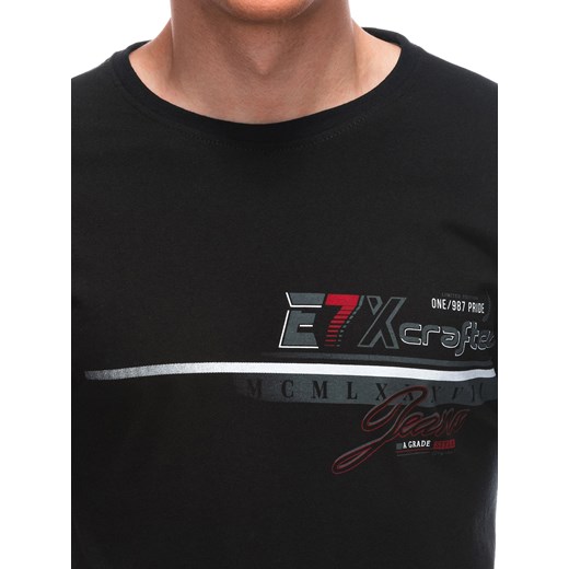 T-shirt męski z nadrukiem 1838S - czarny Edoti.com XL Edoti