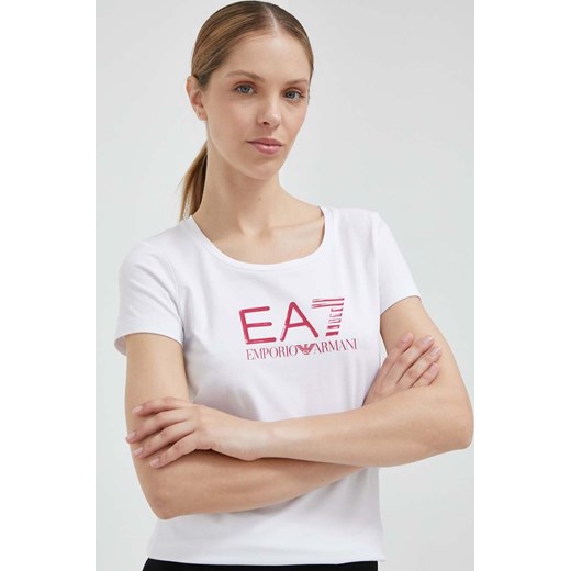 EA7 Emporio Armani t-shirt damski kolor biały ze sklepu ANSWEAR.com w kategorii Bluzki damskie - zdjęcie 158505232