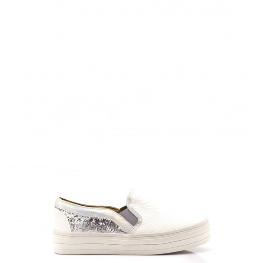 Białe Slip On White Slip On with Glitter born2be-pl  materiałowe