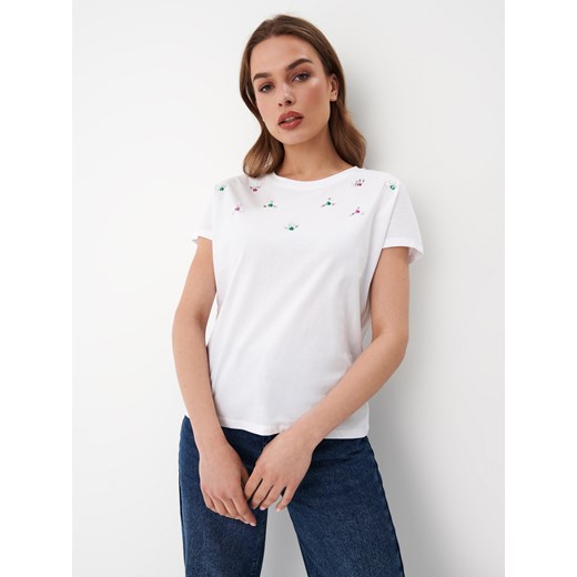 Mohito - T-shirt z ozdobnymi elementami - Biały Mohito L Mohito