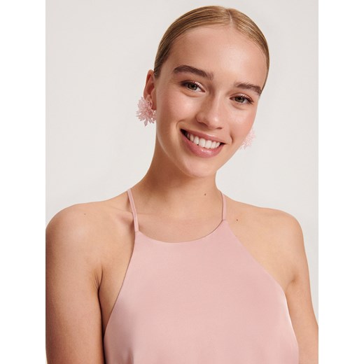 Różowa sukienka Reserved z okrągłym dekoltem prosta maxi 