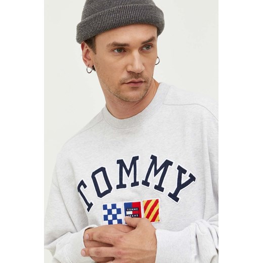 Tommy Jeans bluza bawełniana męska kolor szary melanżowa ze sklepu ANSWEAR.com w kategorii Bluzy męskie - zdjęcie 158834240