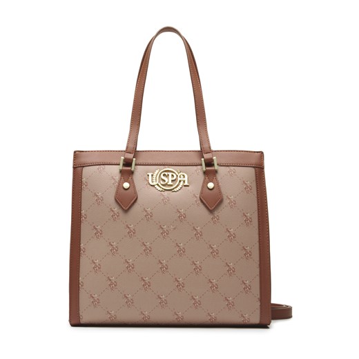 Brązowa shopper bag U.S Polo Assn. matowa na ramię mieszcząca a6