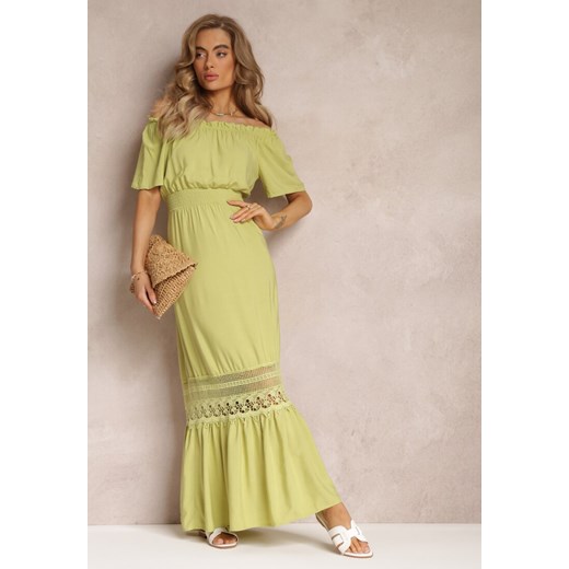 Zielona Sukienka Maxi Hiszpanka z Wiskozy Millore ze sklepu Renee odzież w kategorii Sukienki - zdjęcie 158968861