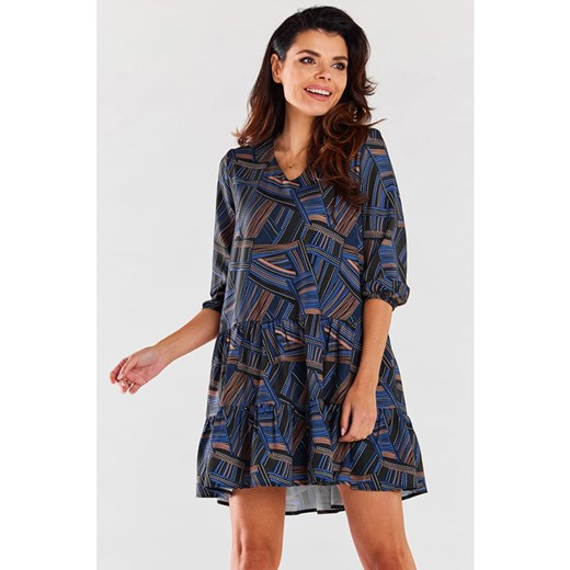 Awama Sukienka w kolorze brązowo-niebieskim L/XL Limango Polska