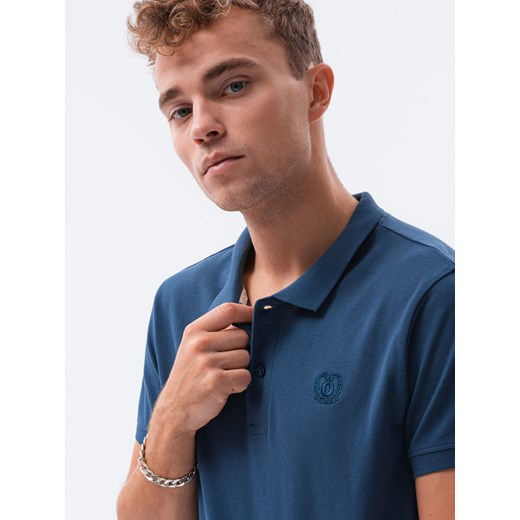Koszulka męska polo z dzianiny pique - ciemnoniebieski V13 S1374 XXL ombre