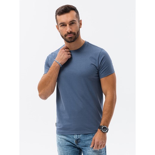 T-shirt męski bawełniany BASIC - ciemnoniebieski V18 S1370 XL ombre