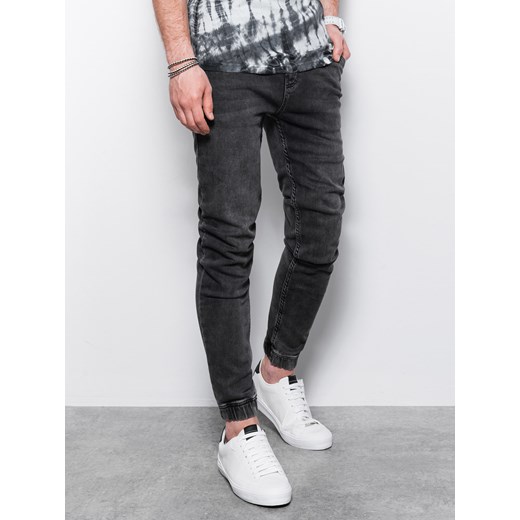 Spodnie męskie jeansowe joggery - czarne P907 L ombre