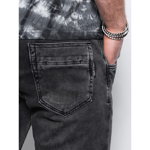 Spodnie męskie jeansowe joggery - czarne P907 XXL ombre